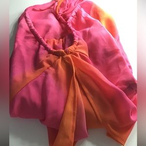 Waist length halter top tie string